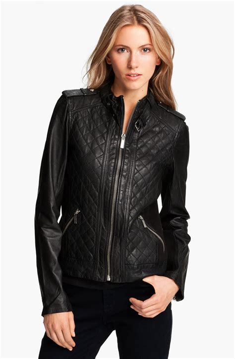 michael kors studded leather jacket nordstrom|Michael Kors leather jacket sale.